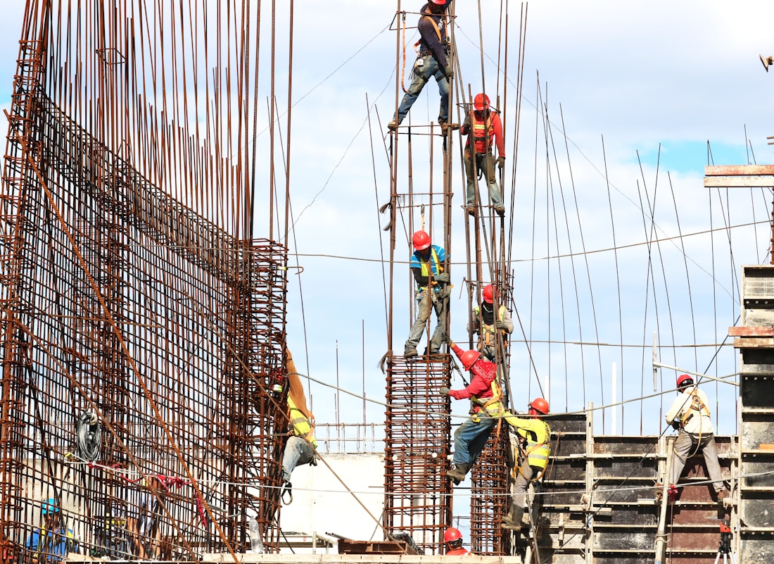Reinforced concrete structural works on site